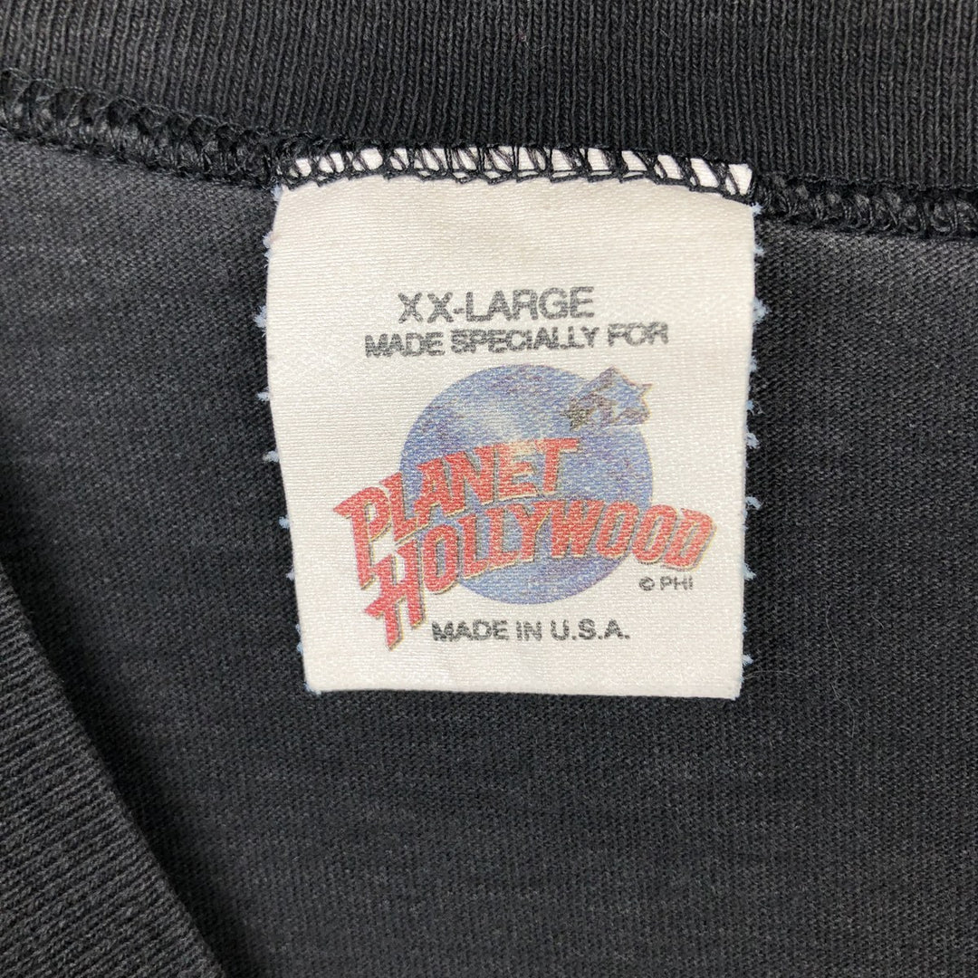 90'S PLANET HOLLYWOOD Advertising T-Shirt, Made in USA, Men's XXL equivalent, Vintage cotton black type Vintage Second Hand
