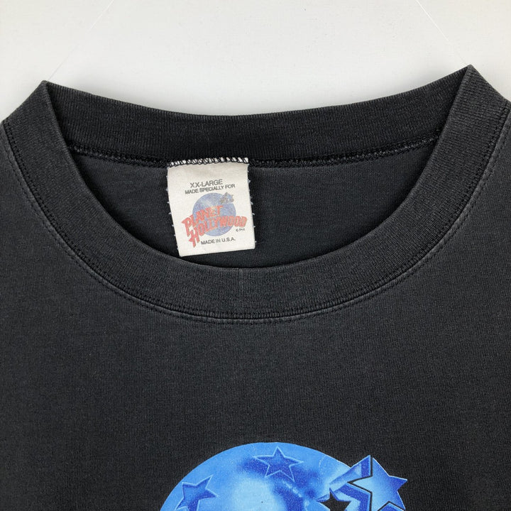 90'S PLANET HOLLYWOOD Advertising T-Shirt, Made in USA, Men's XXL equivalent, Vintage cotton black type Vintage Second Hand