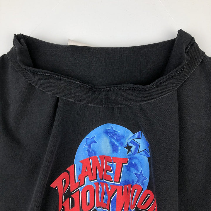 90'S PLANET HOLLYWOOD Advertising T-Shirt, Made in USA, Men's XXL equivalent, Vintage cotton black type Vintage Second Hand