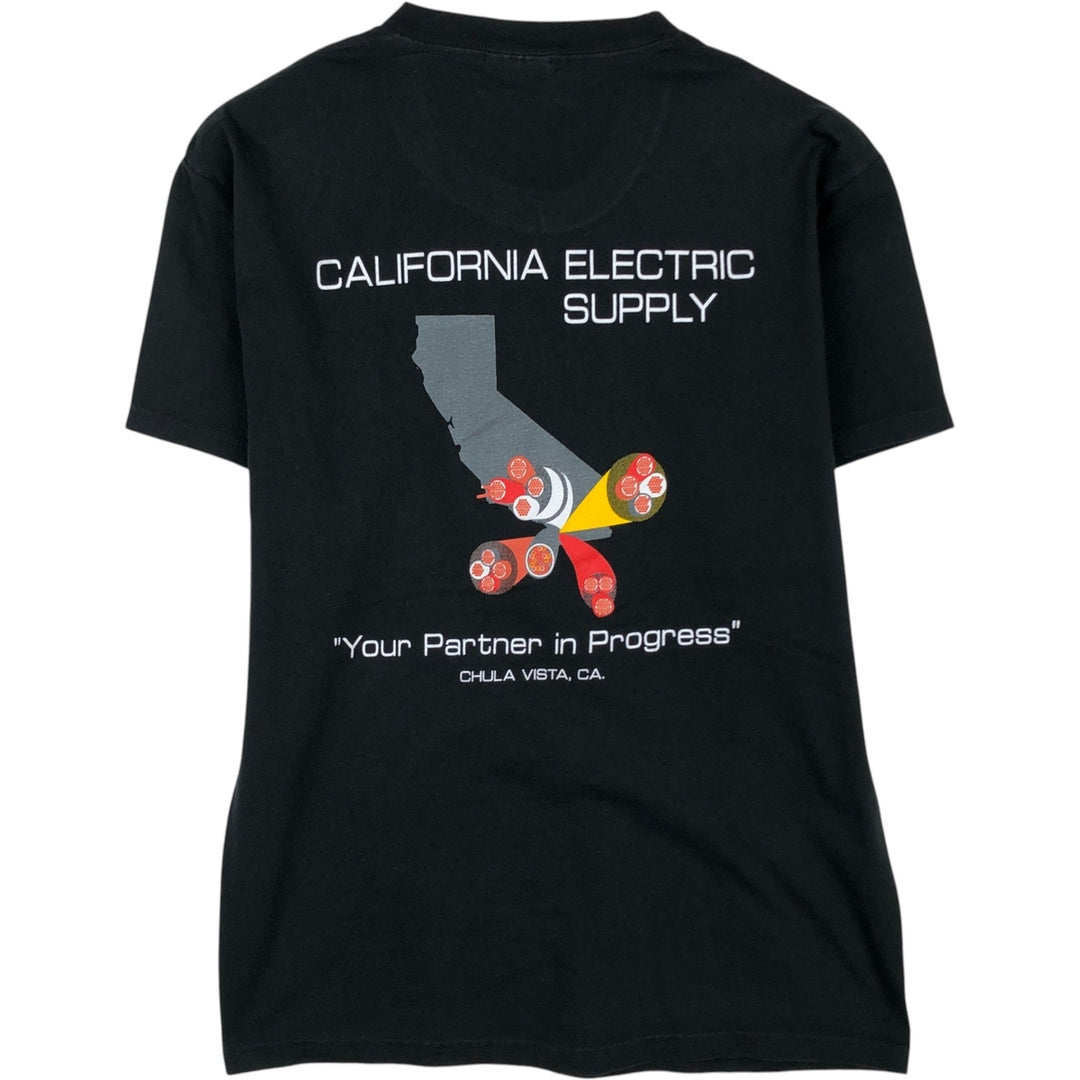 90s-00'S Hanes BEEFY-T CALIFORNIA ELECTRIC SUPPLY advertising T-shirt, men's size M (approx.) cotton black type Vintage Second Hand