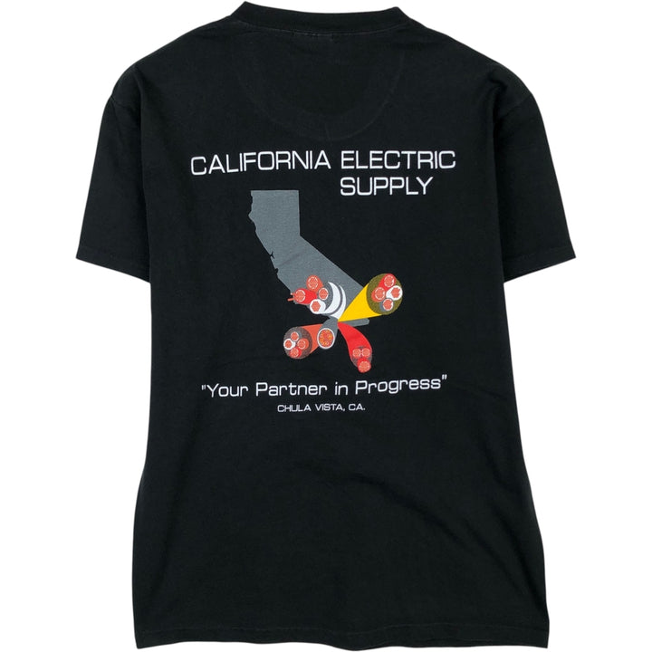 90s-00'S Hanes BEEFY-T CALIFORNIA ELECTRIC SUPPLY advertising T-shirt, men's size M (approx.) cotton black type Vintage Second Hand