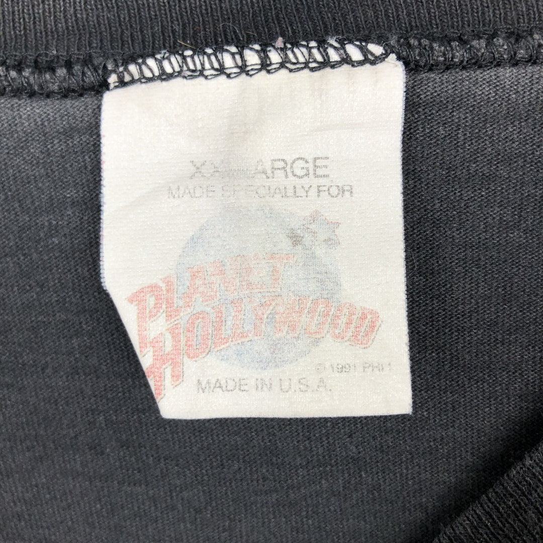 90'S PLANET HOLLYWOOD Advertising T-Shirt, Made in USA, Men's XXL equivalent, Vintage cotton black type Vintage Second Hand