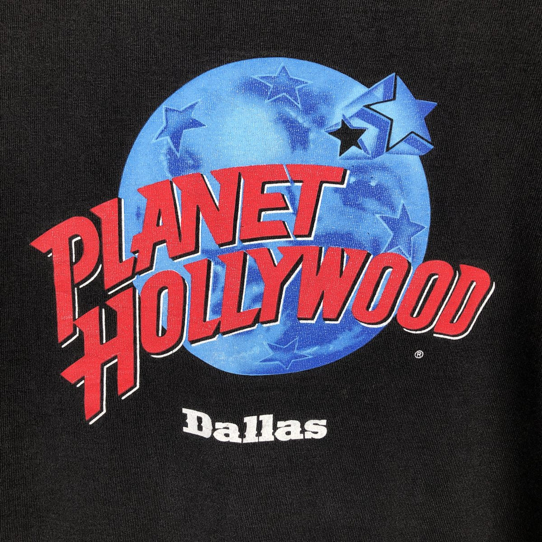 90'S PLANET HOLLYWOOD Advertising T-Shirt, Made in USA, Men's XXL equivalent, Vintage cotton black type Vintage Second Hand