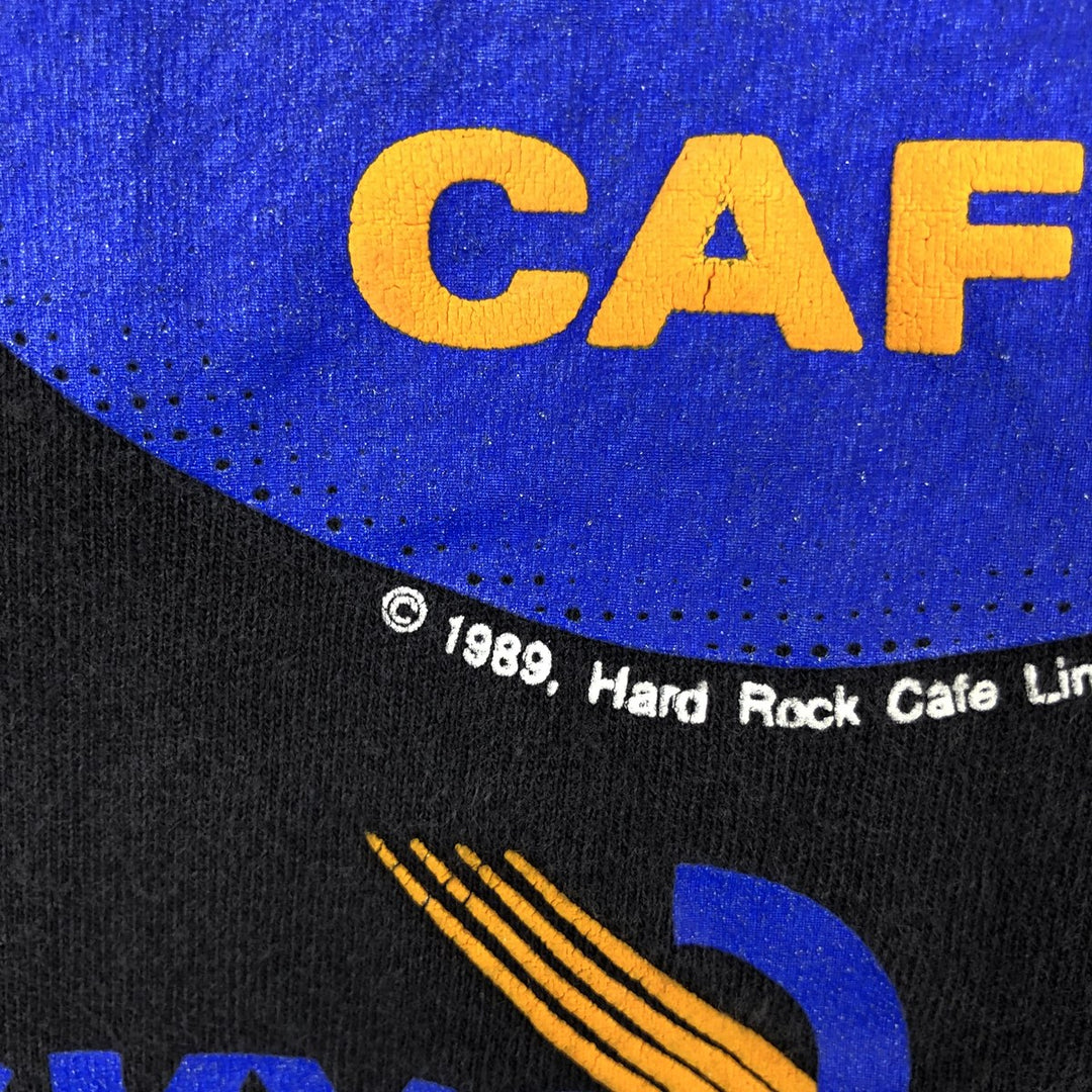80'S Hanes Hard Rock Cafe Advertising T-Shirt, Men's Size L (approx.), Vintage cotton black type Vintage Second Hand