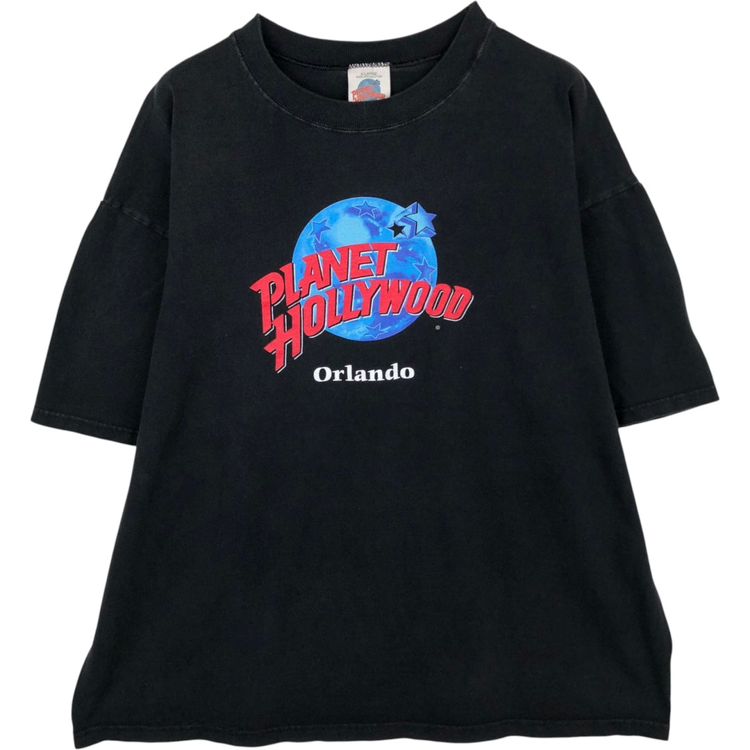 90'S PLANET HOLLYWOOD Advertising T-shirt Made in USA Men's XL Vintage cotton black type Vintage Second Hand
