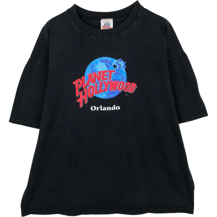 90'S PLANET HOLLYWOOD Advertising T-shirt Made in USA Men's XL Vintage cotton black type Vintage Second Hand