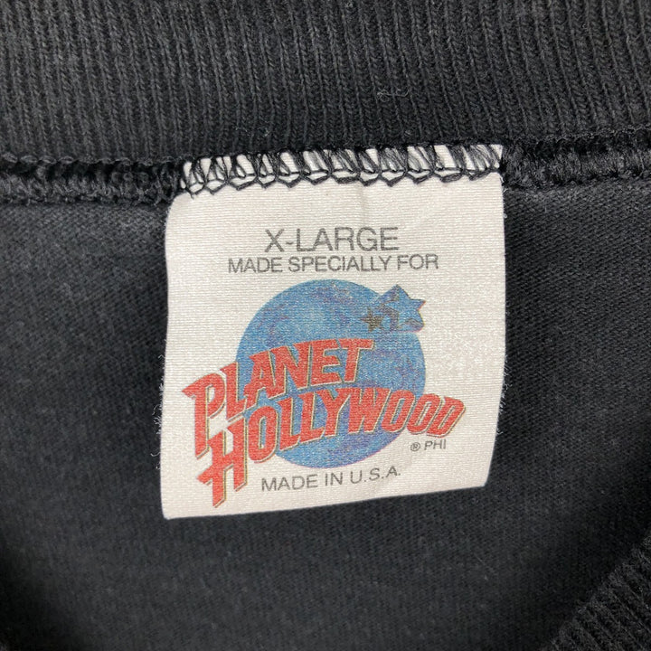90'S PLANET HOLLYWOOD Advertising T-shirt Made in USA Men's XL Vintage cotton black type Vintage Second Hand