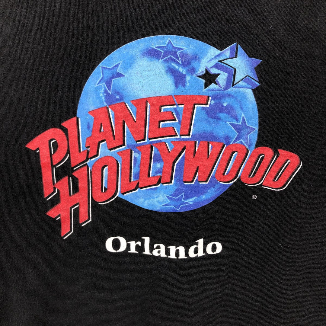 90'S PLANET HOLLYWOOD Advertising T-shirt Made in USA Men's XL Vintage cotton black type Vintage Second Hand
