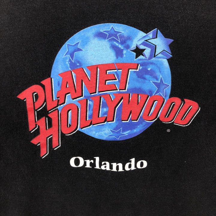 90'S PLANET HOLLYWOOD Advertising T-shirt Made in USA Men's XL Vintage cotton black type Vintage Second Hand