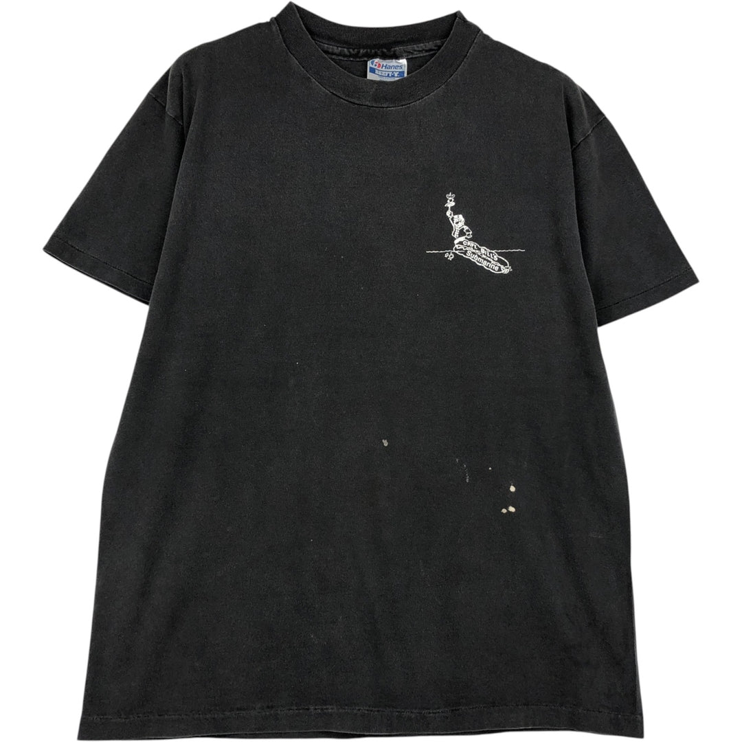 1980'S Hanes BEEFY-T Blue Tag CAPT. BILL'S SUBMARINE Advertising T-Shirt, Made in USA, Men's Size L (approx.), Vintage cotton black type Vintage Second Hand