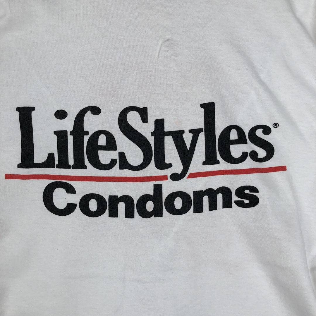 90'S Fruit of the Loom LifeStyles Advertising T-Shirt, Made in USA, Men's XL equivalent, Vintage cotton white type Vintage Second Hand