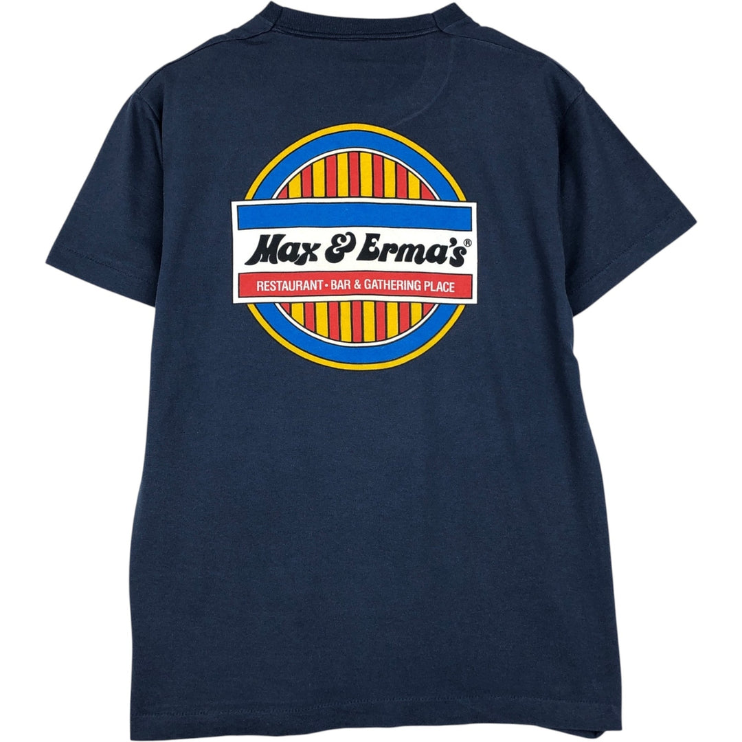 90'S Max & Erma's advertising T-shirt, men's size M equivalent, vintage. unclear navy blue type Vintage Second Hand