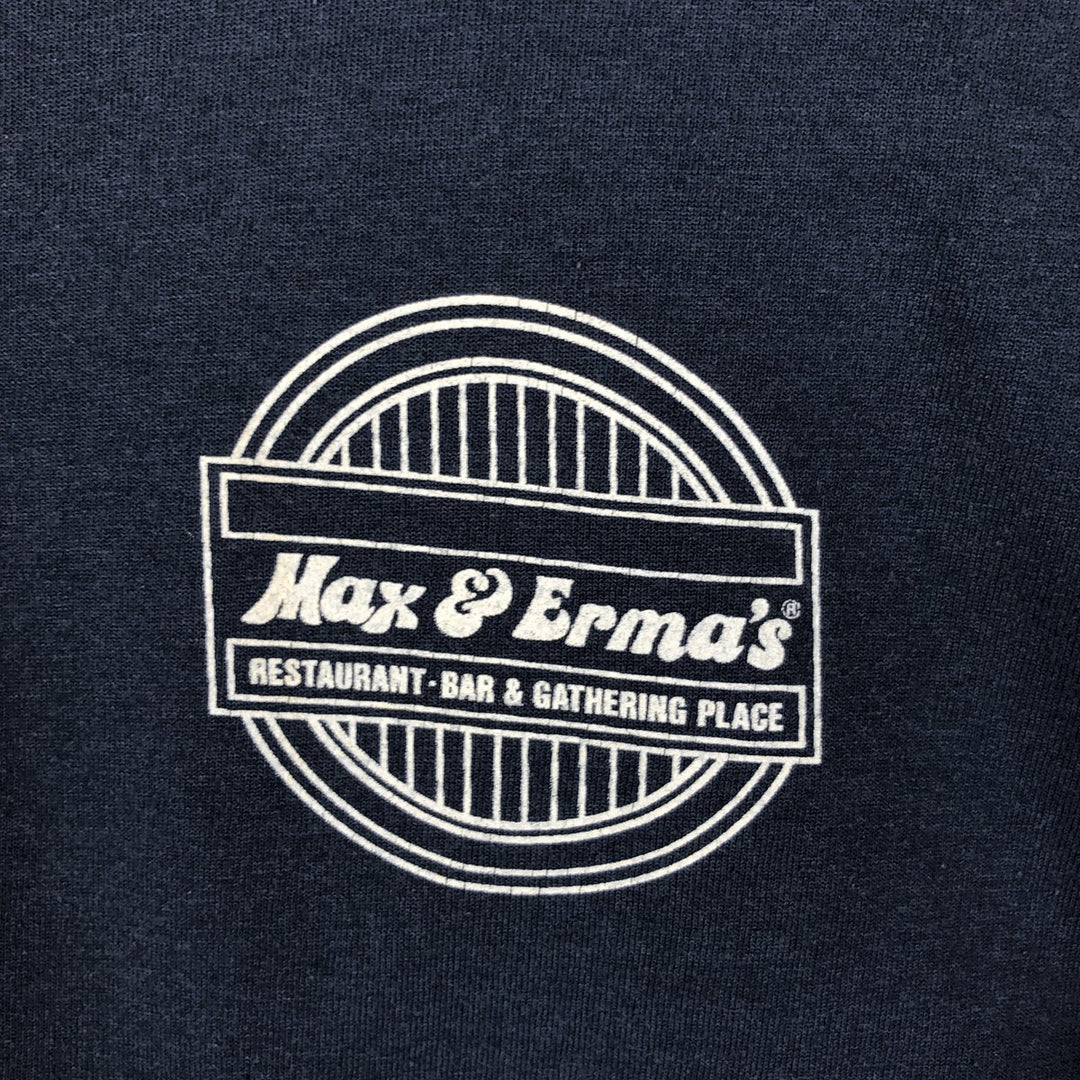 90'S Max & Erma's advertising T-shirt, men's size M equivalent, vintage. unclear navy blue type Vintage Second Hand