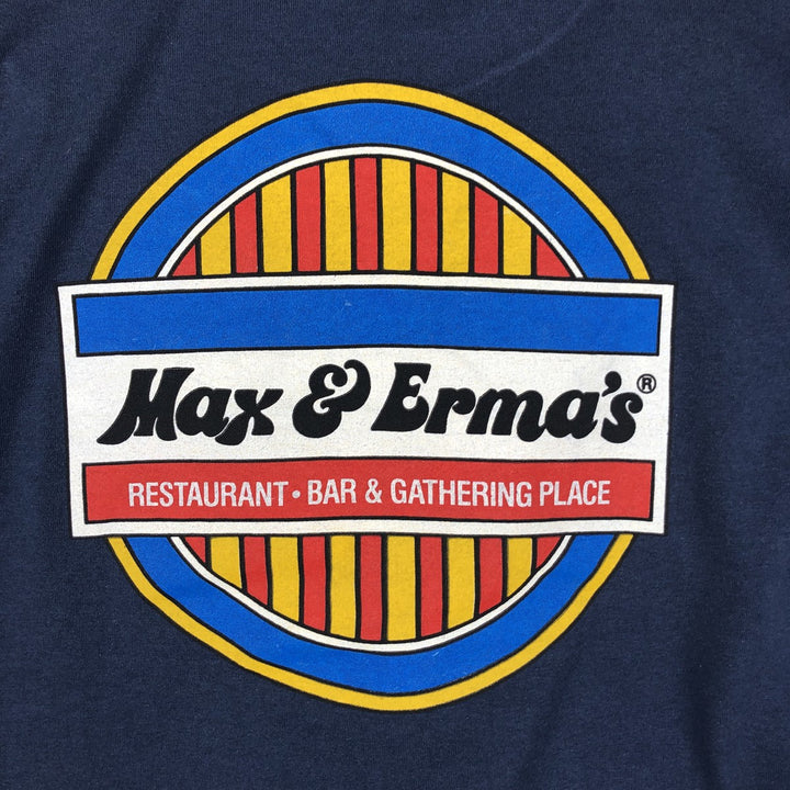 90'S Max & Erma's advertising T-shirt, men's size M equivalent, vintage. unclear navy blue type Vintage Second Hand