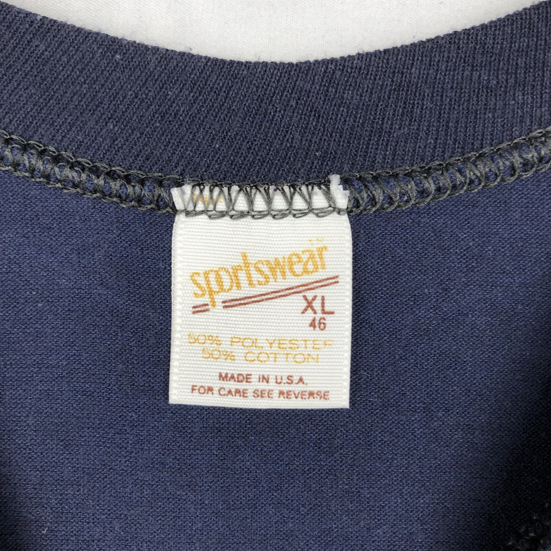 70s-80'S Sportswear Strah's Beer Advertising T-Shirt, Made in USA, Men's XL equivalent, Vintage cotton navy blue type Vintage Second Hand