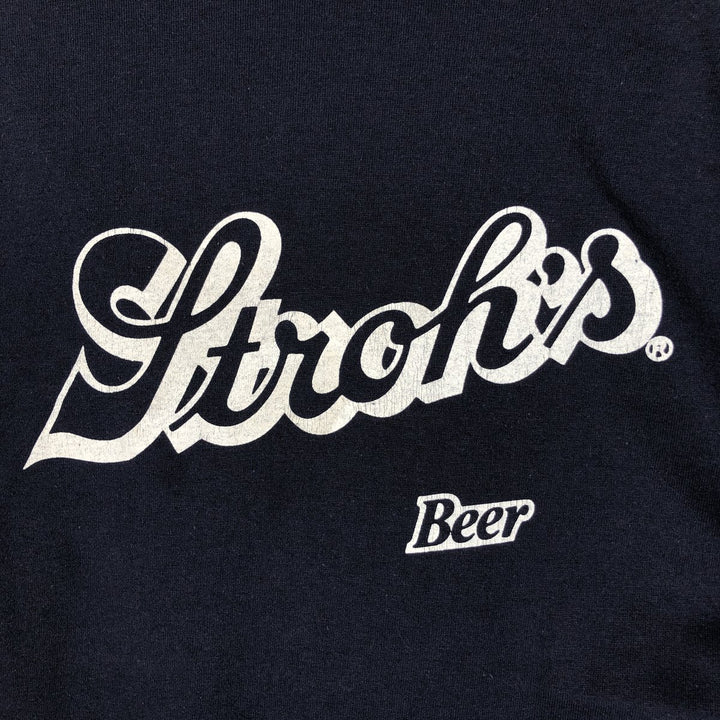 70s-80'S Sportswear Strah's Beer Advertising T-Shirt, Made in USA, Men's XL equivalent, Vintage cotton navy blue type Vintage Second Hand