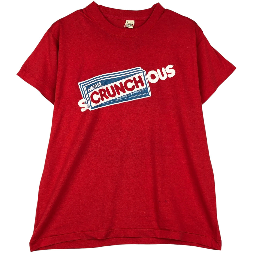 80s-90'S Screen Stars Nestlé Crunch Advertising T-Shirt, Made in USA, Men's Size L (approx.), Vintage cotton red type Vintage Second Hand