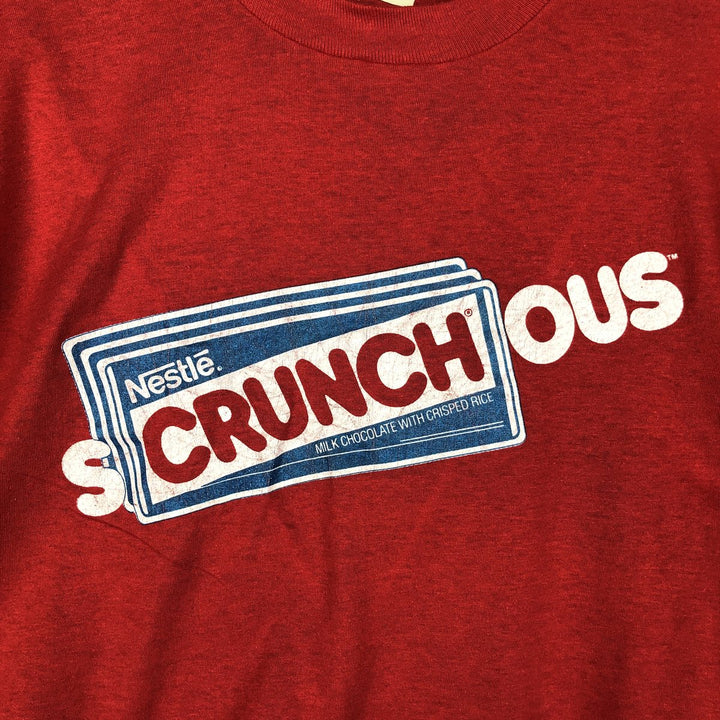 80s-90'S Screen Stars Nestlé Crunch Advertising T-Shirt, Made in USA, Men's Size L (approx.), Vintage cotton red type Vintage Second Hand
