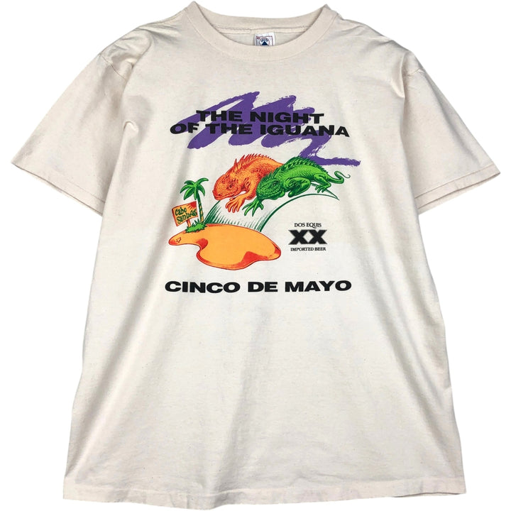90'S Delta DOS EQUIS XX Advertising T-Shirt, Made in USA, Men's XL equivalent, Vintage cotton Beige type Vintage Second Hand
