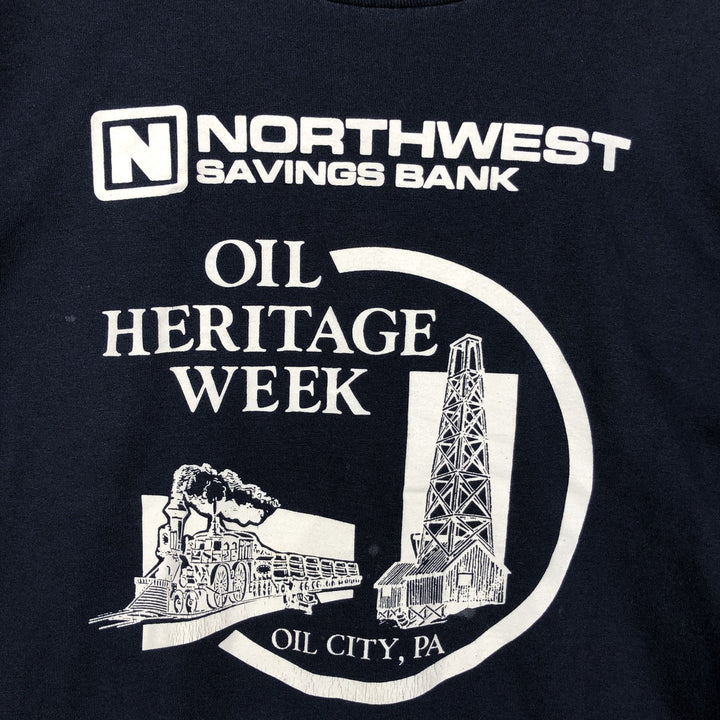 90'S Fruit of the Loom Best Northwest Savings Bank Advertising T-Shirt, Made in USA, Men's XL equivalent, Vintage cotton navy blue type Vintage Second Hand