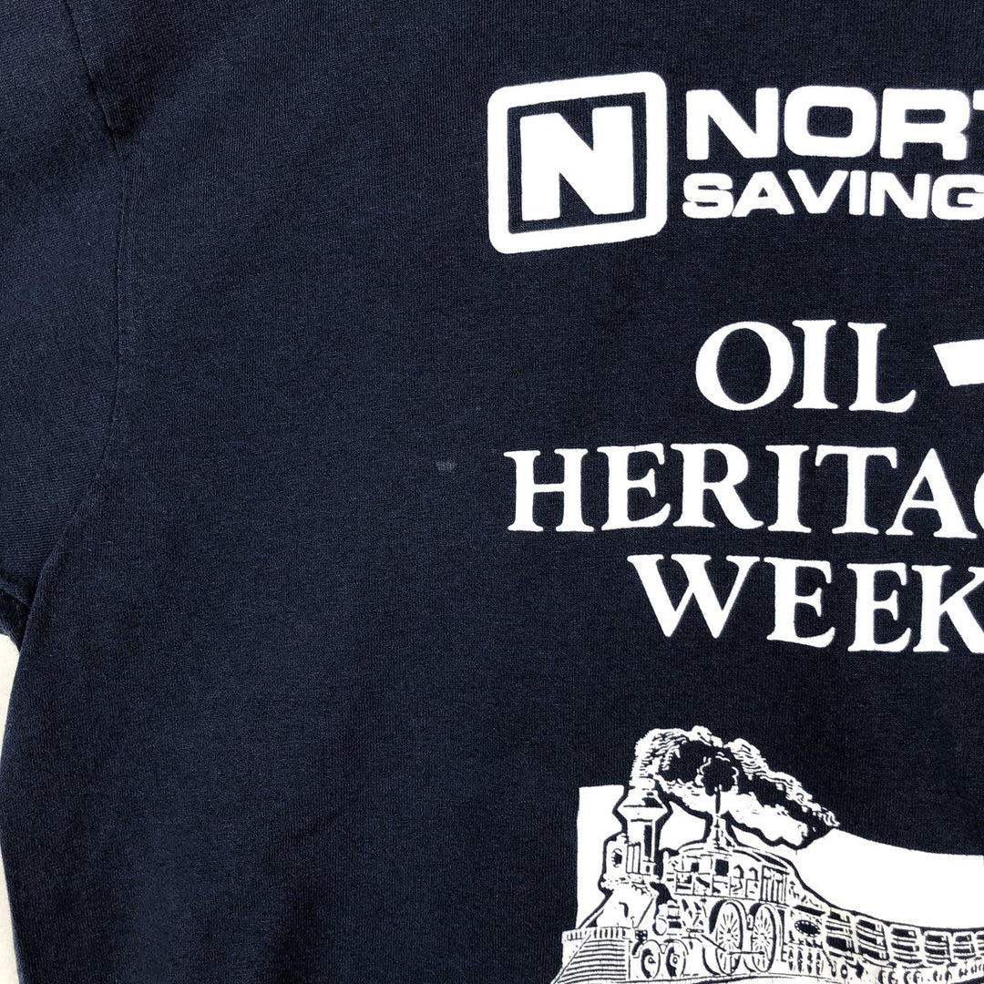 90'S Fruit of the Loom Best Northwest Savings Bank Advertising T-Shirt, Made in USA, Men's XL equivalent, Vintage cotton navy blue type Vintage Second Hand