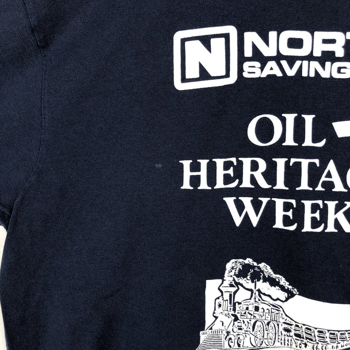 90'S Fruit of the Loom Best Northwest Savings Bank Advertising T-Shirt, Made in USA, Men's XL equivalent, Vintage cotton navy blue type Vintage Second Hand
