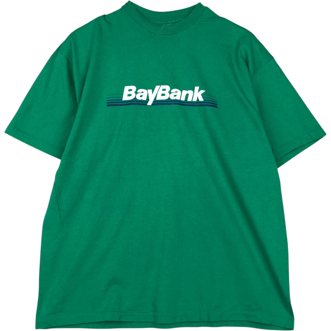 90'S Hanes BEEFY-T BAYBANK Advertising T-Shirt, Made in USA, Men's XL equivalent, Vintage cotton green type Vintage Second Hand