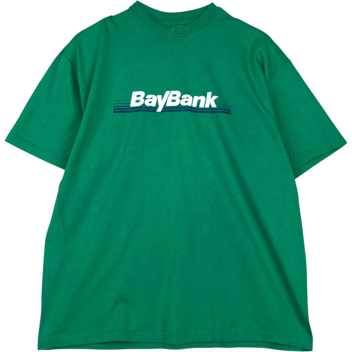 90'S Hanes BEEFY-T BAYBANK Advertising T-Shirt, Made in USA, Men's XL equivalent, Vintage cotton green type Vintage Second Hand