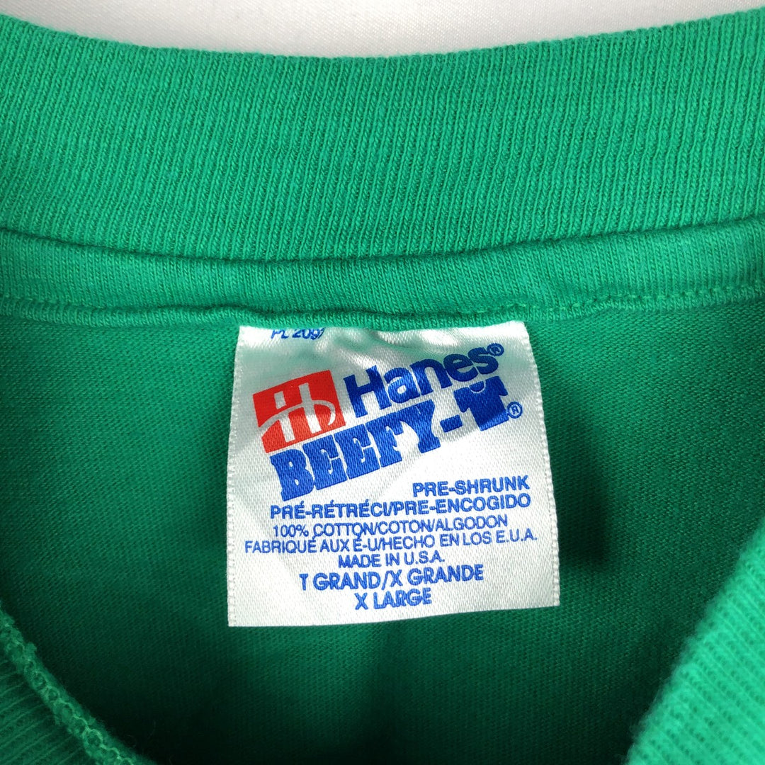 90'S Hanes BEEFY-T BAYBANK Advertising T-Shirt, Made in USA, Men's XL equivalent, Vintage cotton green type Vintage Second Hand