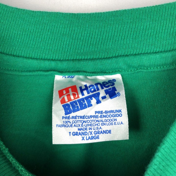 90'S Hanes BEEFY-T BAYBANK Advertising T-Shirt, Made in USA, Men's XL equivalent, Vintage cotton green type Vintage Second Hand