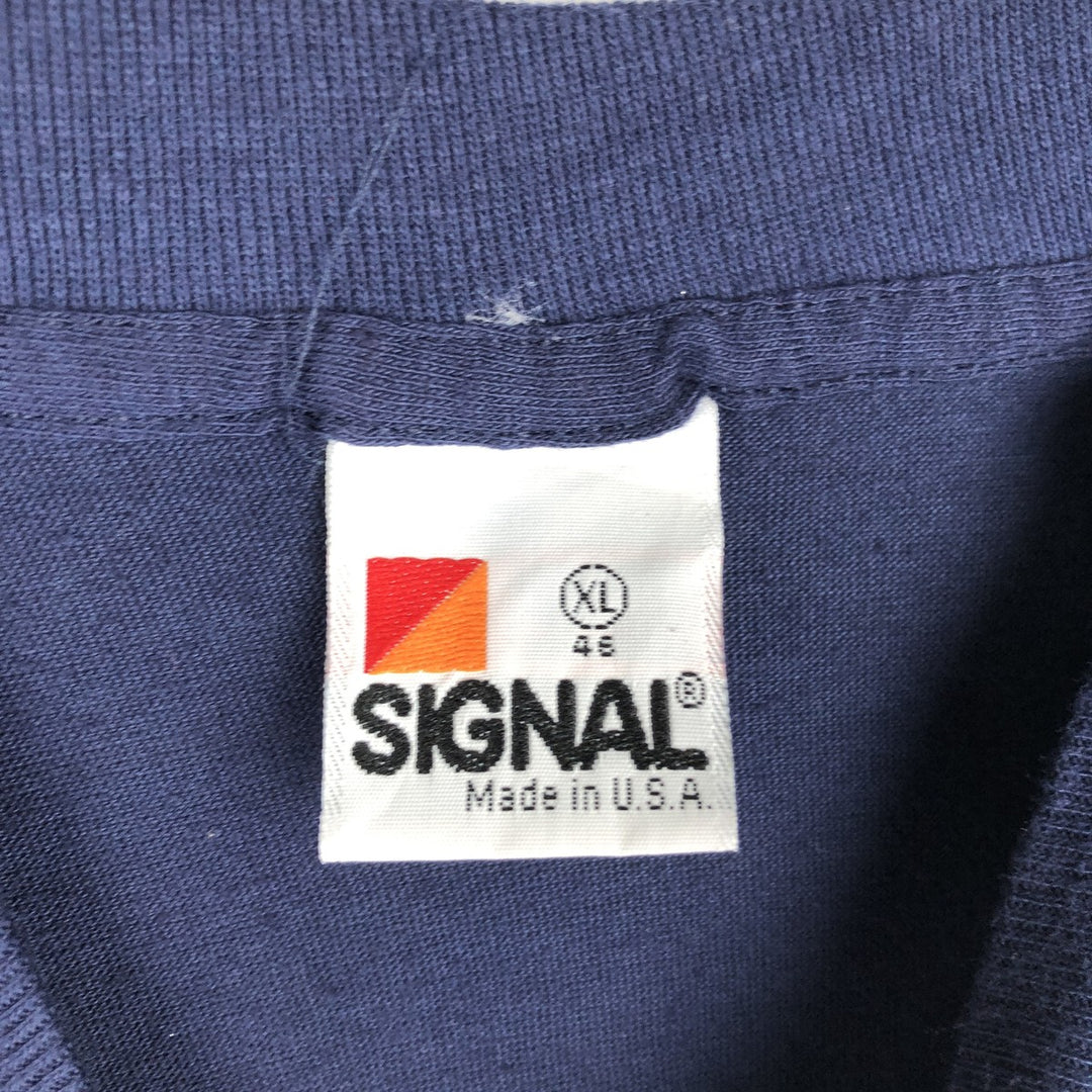 90'S SIGNAL BUDWEISER Advertising T-Shirt, Made in USA, Men's XL equivalent, Vintage cotton navy blue type Vintage Second Hand