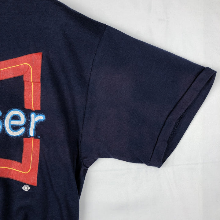 90'S SIGNAL BUDWEISER Advertising T-Shirt, Made in USA, Men's XL equivalent, Vintage cotton navy blue type Vintage Second Hand