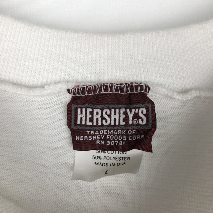 80s-90'S Hershey's advertising T-shirt, Made in USA, Men's size L equivalent, Vintage cotton white type Vintage Second Hand