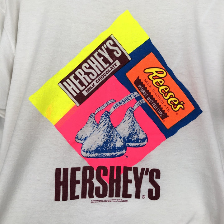 80s-90'S Hershey's advertising T-shirt, Made in USA, Men's size L equivalent, Vintage cotton white type Vintage Second Hand