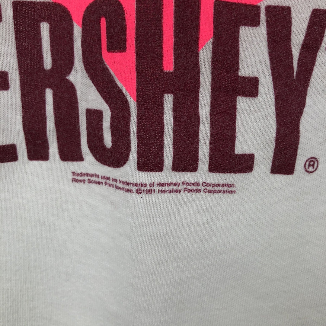 80s-90'S Hershey's advertising T-shirt, Made in USA, Men's size L equivalent, Vintage cotton white type Vintage Second Hand