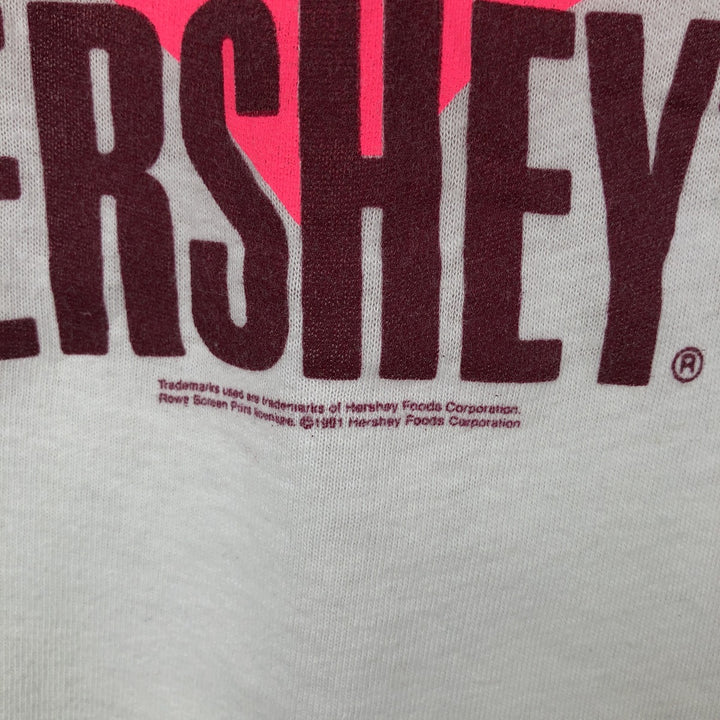 80s-90'S Hershey's advertising T-shirt, Made in USA, Men's size L equivalent, Vintage cotton white type Vintage Second Hand
