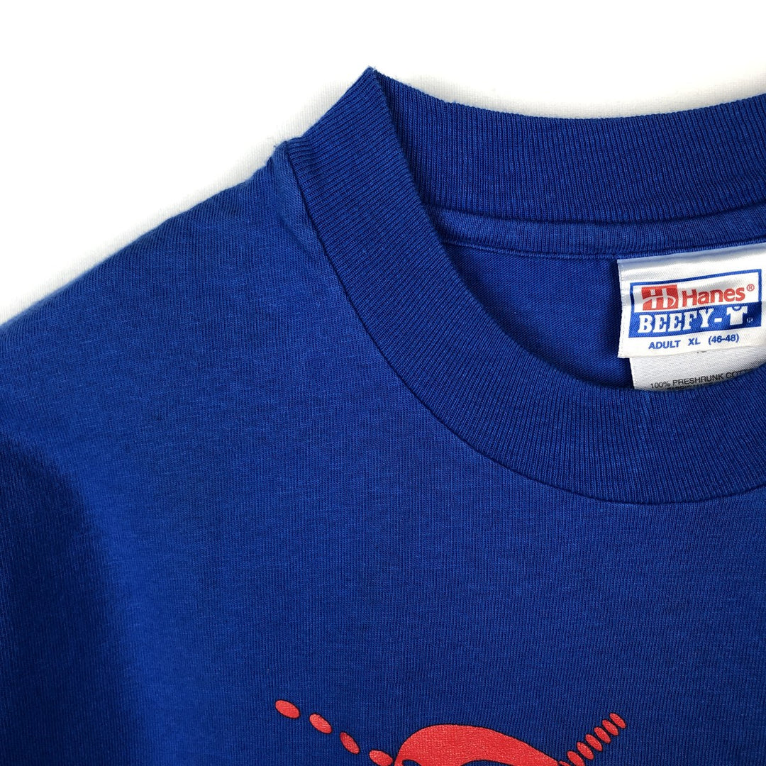 90'S Hanes BEEFY-T Soft-Switch Advertising T-Shirt, Men's XL equivalent, Vintage cotton blue type Vintage Second Hand