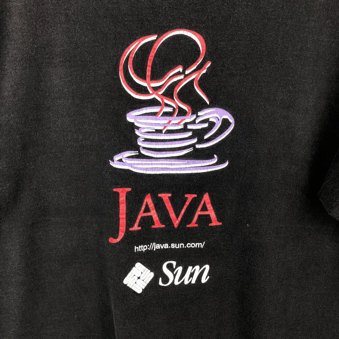90'S Gildan JAVA Advertising T-Shirt, Made in USA, Men's XL equivalent, Vintage cotton black type Vintage Second Hand