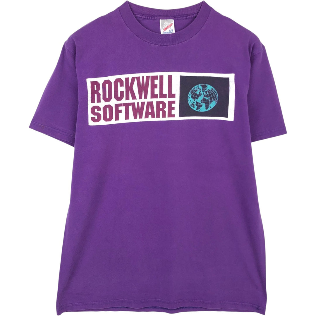 80s-90'S Jerzees ROCKWELL SOFTWARE Advertising T-Shirt, Men's Size L (approx.), Vintage cotton purple type Vintage Second Hand