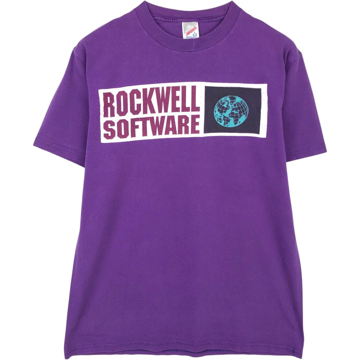 80s-90'S Jerzees ROCKWELL SOFTWARE Advertising T-Shirt, Men's Size L (approx.), Vintage cotton purple type Vintage Second Hand