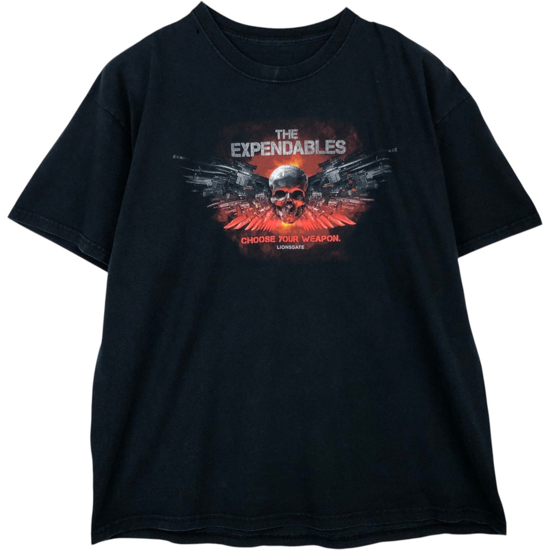 THE EXPENDABLES Skull Pattern Movie T-Shirt (Men's Size L) unclear black type Vintage Second Hand