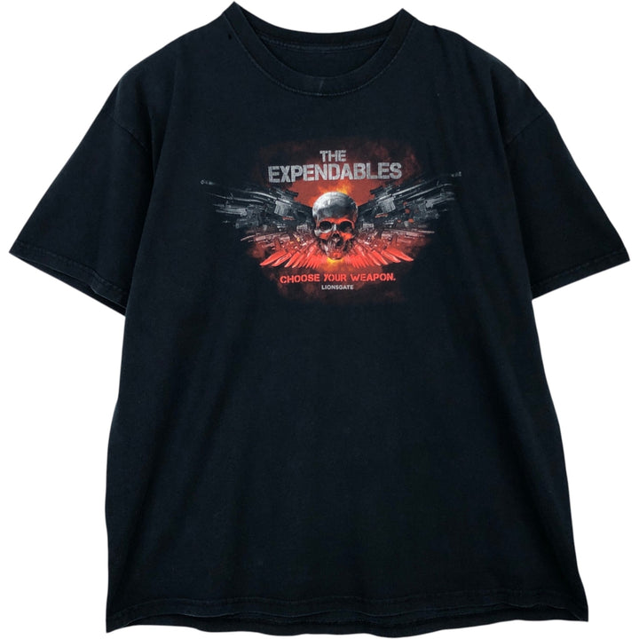THE EXPENDABLES Skull Pattern Movie T-Shirt (Men's Size L) unclear black type Vintage Second Hand