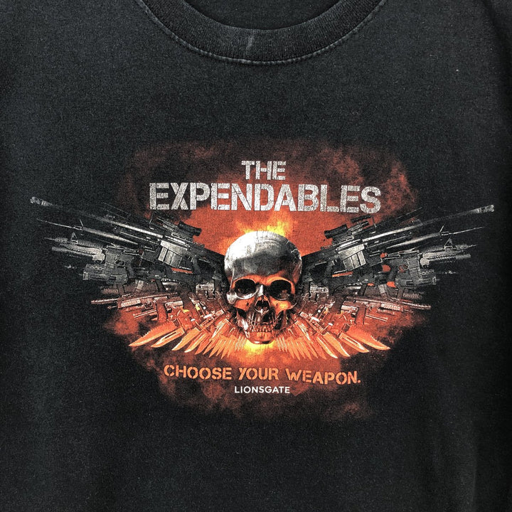 THE EXPENDABLES Skull Pattern Movie T-Shirt (Men's Size L) unclear black type Vintage Second Hand