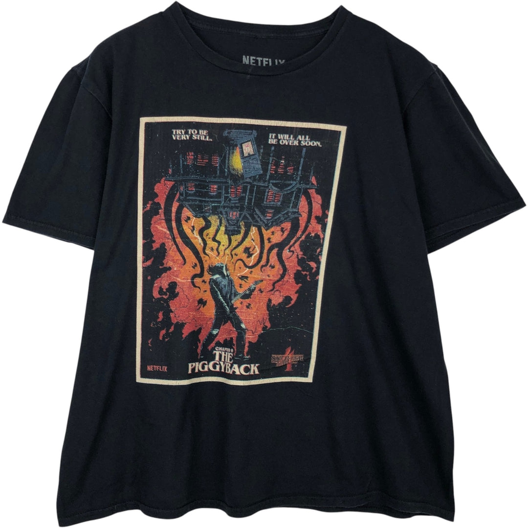 STRANGER THINGS Movie T-Shirt, Made in USA, Men's Size L (approx.) cotton black type Vintage Second Hand