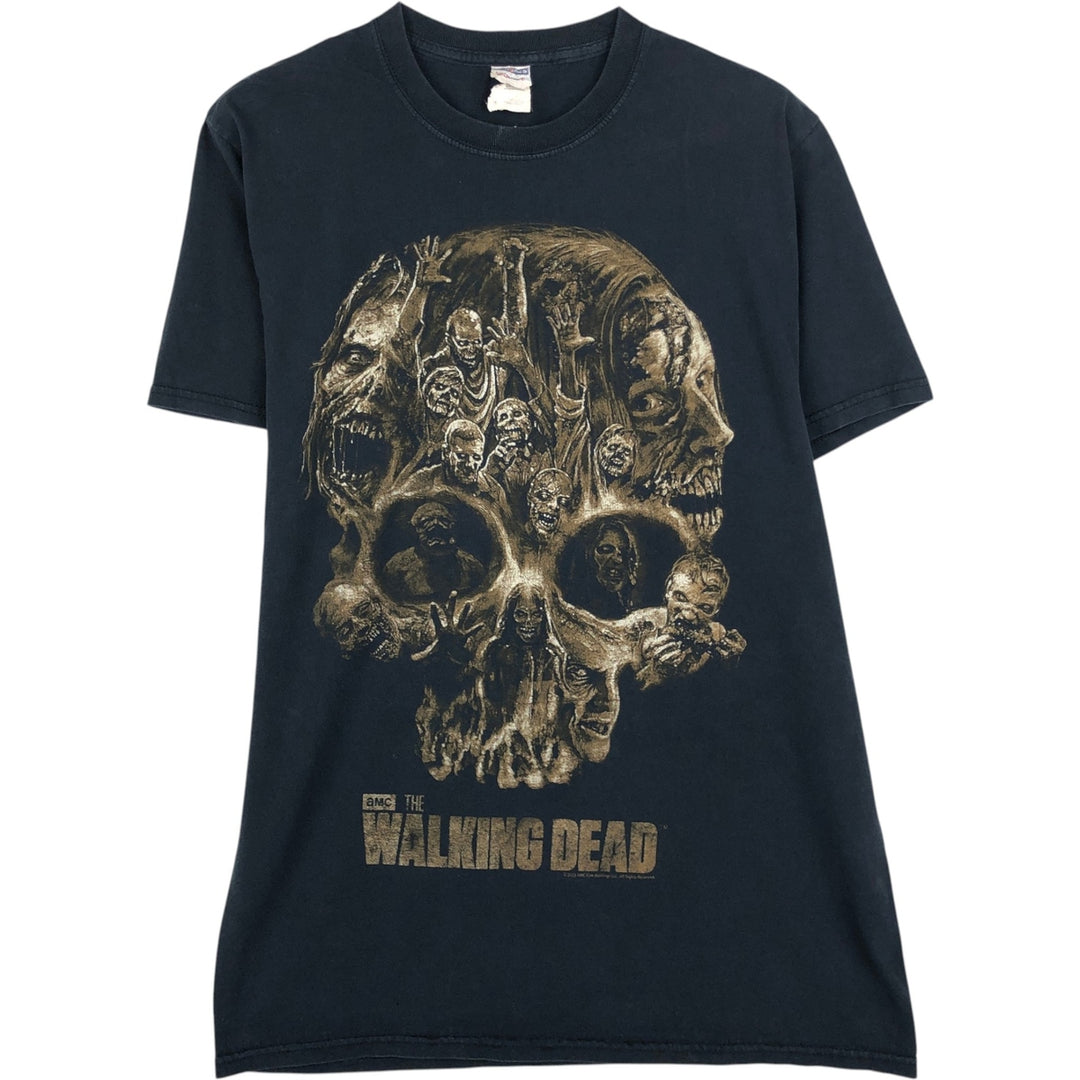 Jerzees THE WALKING DEAD Skull Pattern Movie T-Shirt (Men's Size M) cotton black type Vintage Second Hand
