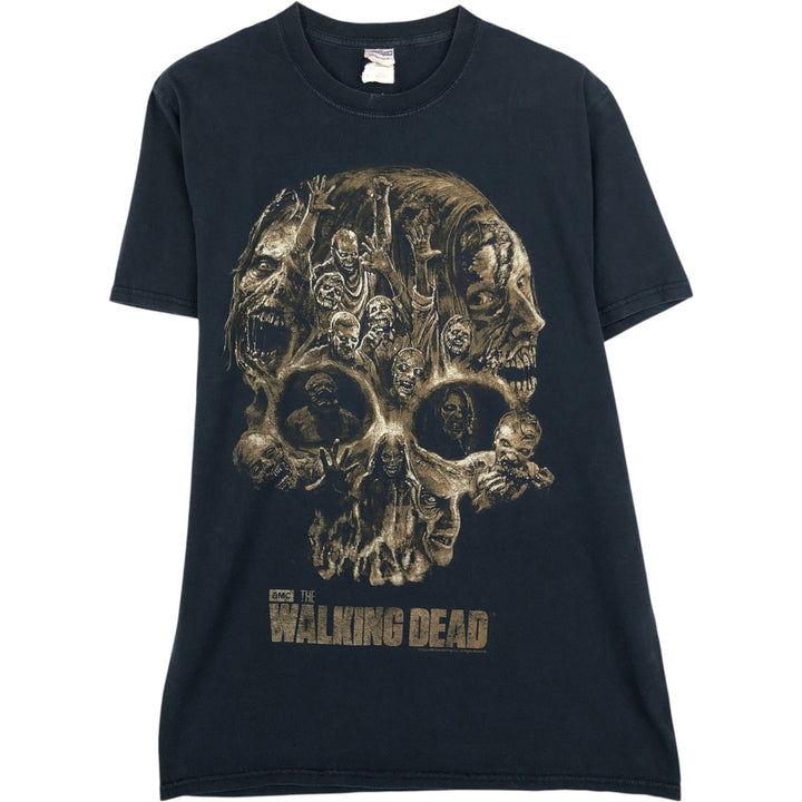 Jerzees THE WALKING DEAD Skull Pattern Movie T-Shirt (Men's Size M) cotton black type Vintage Second Hand
