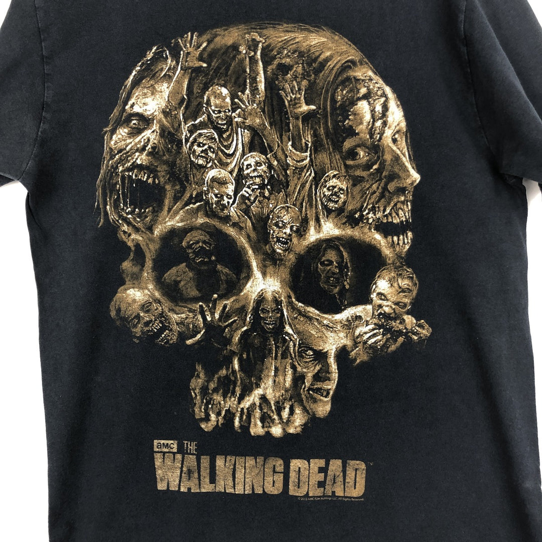 Jerzees THE WALKING DEAD Skull Pattern Movie T-Shirt (Men's Size M) cotton black type Vintage Second Hand