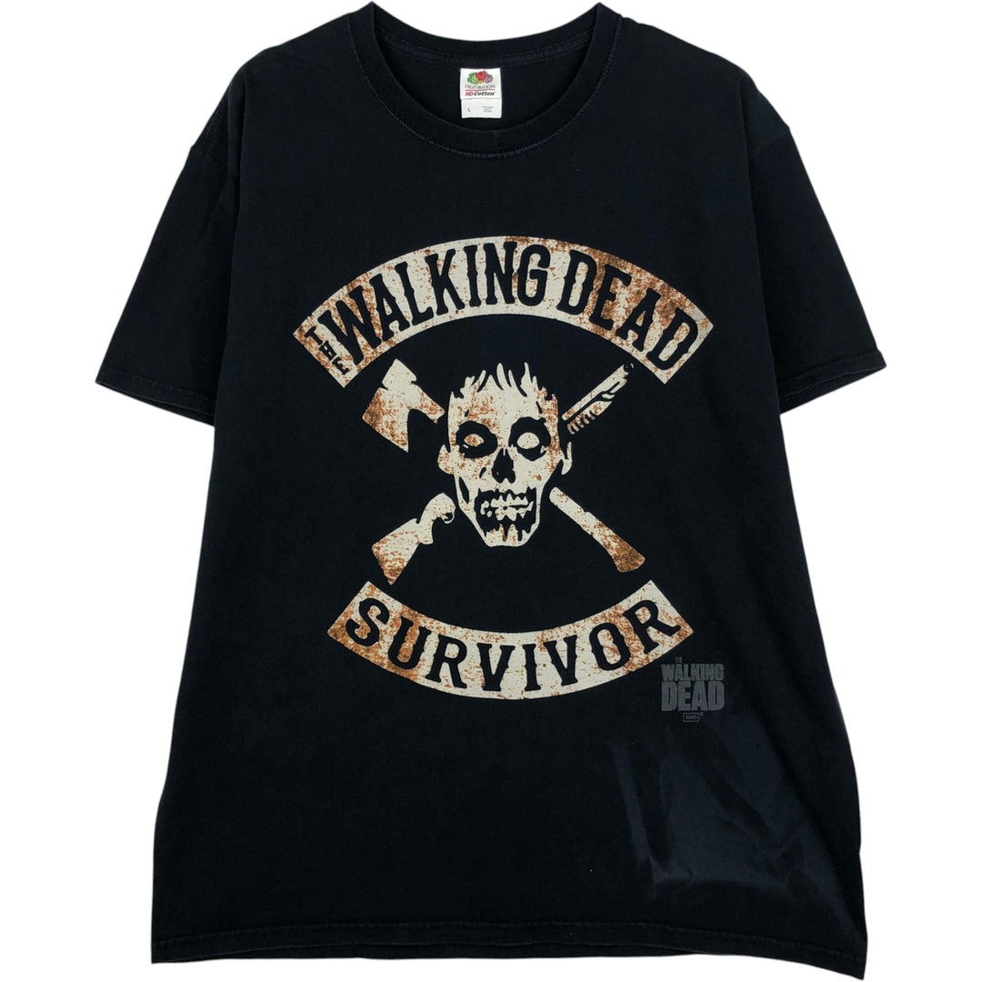 Fruit of the Loom FRUIT OF THE LOOM THE WALKING DEAD Walking Dead Movie T-shirt Men's L size cotton black type Vintage Second Hand