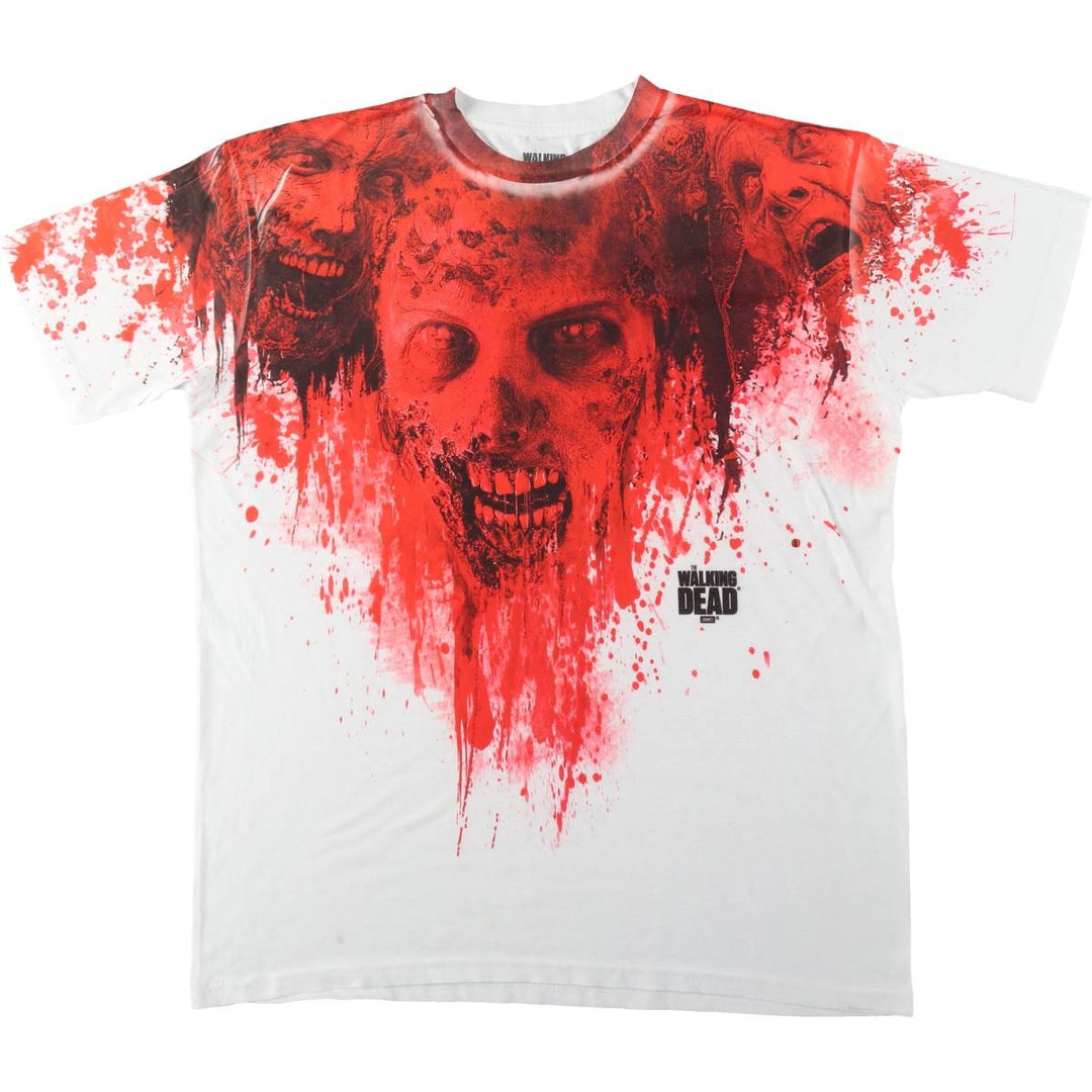 THE WALKING DEAD Large Print Movie T-Shirt Men's XL polyester red type Vintage Second Hand