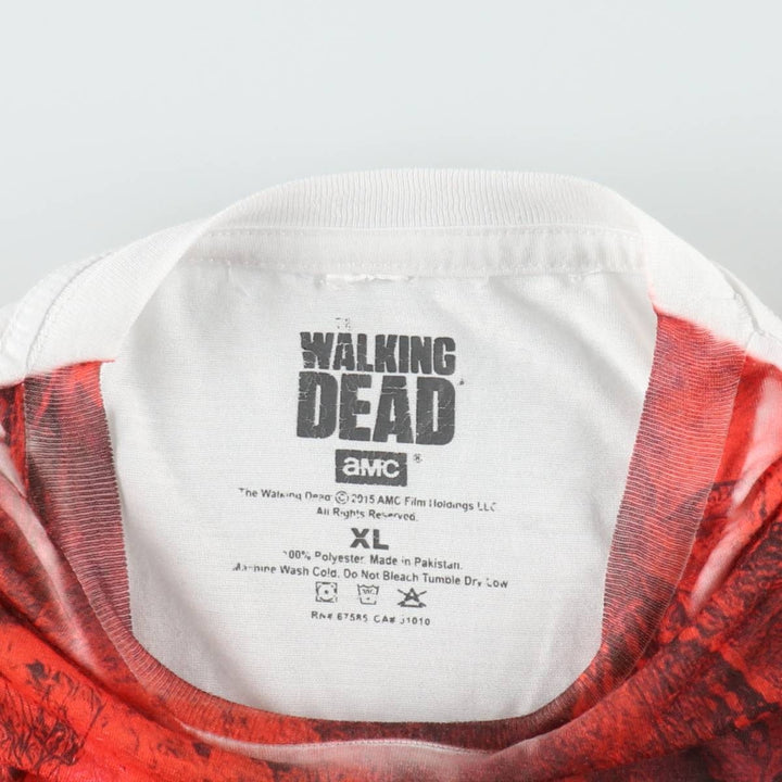 THE WALKING DEAD Large Print Movie T-Shirt Men's XL polyester red type Vintage Second Hand